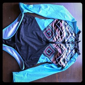 Long sleeve swimsuit.